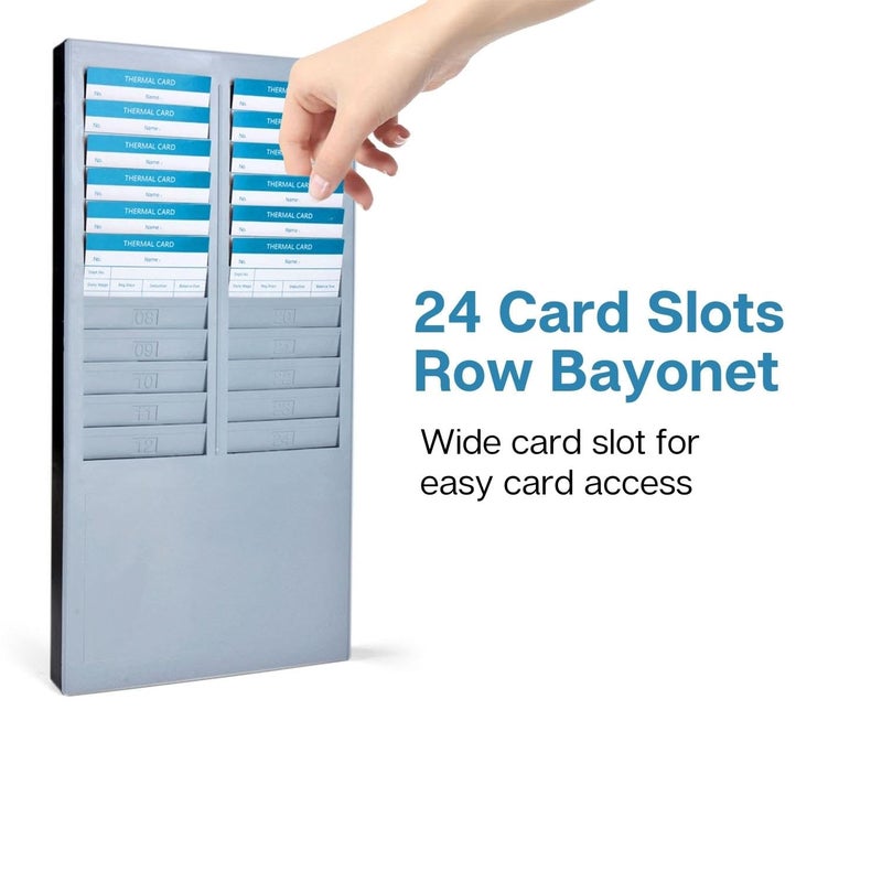 Flexzion Time Card Holder Wall Mount Rack 24 Pocket Slots Compatible with 7" inch Cards Pyramid Series 2000 6000 Attendance Time Payroll Recorder for Office Punch in Clock Out (Gray) - Image 5